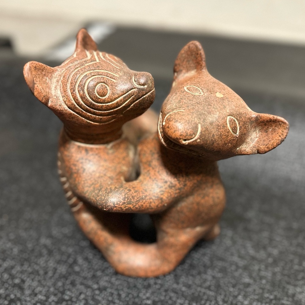 Vintage 8” tall Colima dancing dogs
